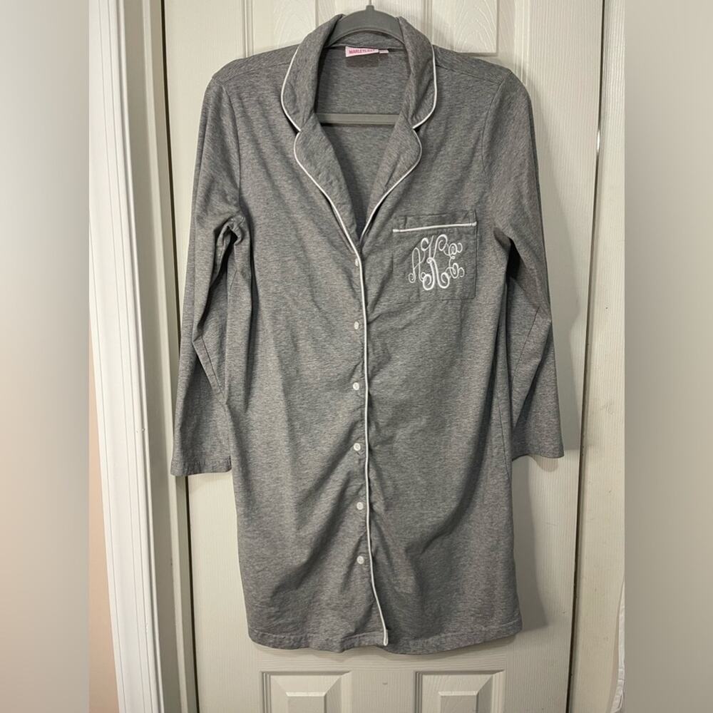 Marley Lilly Gray Jersey Sleep Shirt Size Small/Medium